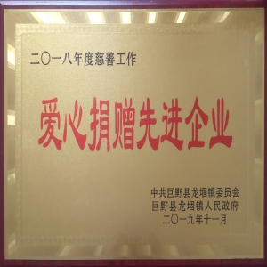 2018年度愛(ài)心捐贈先進(jìn)企業(yè)